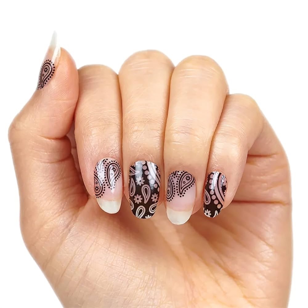 Tranquility by Colorado Clothing Brown and White Paisley Nail Wraps